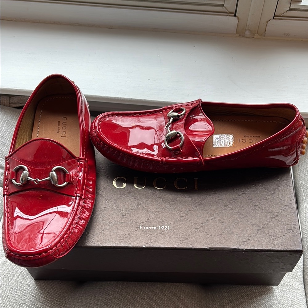 Gucci Red Loafers with Horsebit Detail